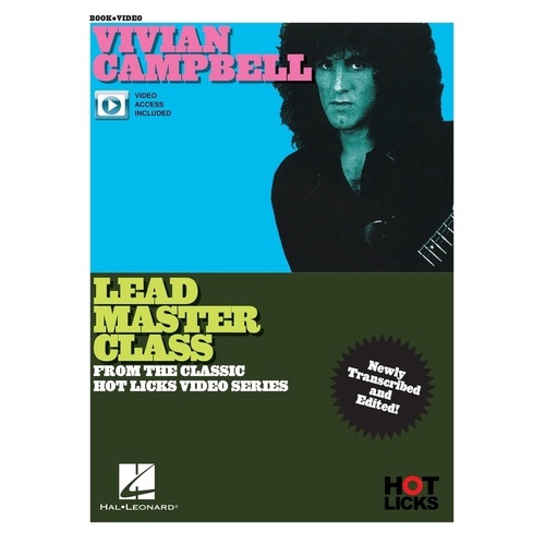 Vivian Campbell Lead Master Class Book with Online Video - Guitar TAB & Notation, 64 Pages, Hot Licks Series, Hal Leonard