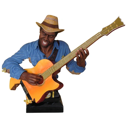 Music Alive Western Guitarist Bust - 470mm Tall, Handpainted Polyresin Musician Figure