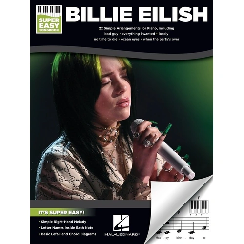 Billie Eilish Super Easy Songbook for Piano & Keyboard - 22 Songs, E-Z Play Format, 48 Pages, Hal Leonard