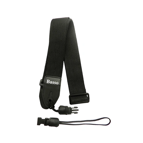 Basso Guitar Strap - Black Quick Release QRV04, 5cm Wide, Adjustable 110-155cm, High Strength Polypropylene, Synthetic Ends