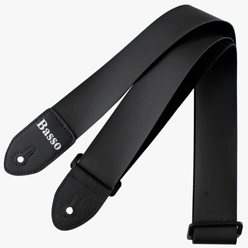 Basso NY01 Synthetic Leather Guitar Strap - Adjustable 85-150cm, 5cm Wide, Black