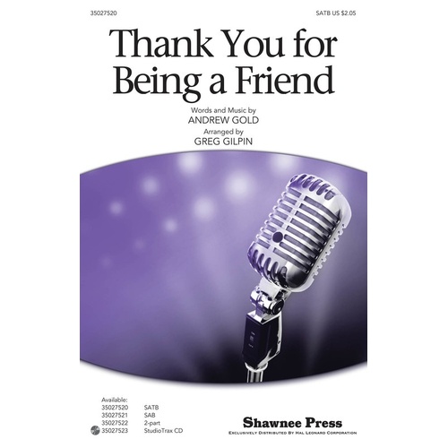 Thank You For Being A Friend StudioTrax CD (CD Only)