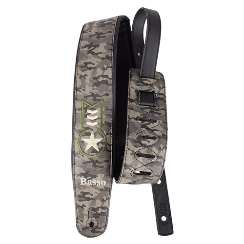 Basso Guitar Strap - Synthetic Military Camouflage CLA11, Adjustable 92-145 cm, 7 cm Width, Durable with Foam Padding, Made in Brazil