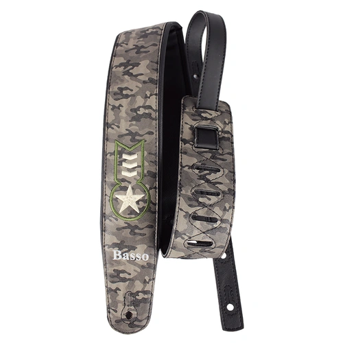 Basso Guitar Strap - Synthetic Military Camouflage CLA11, Adjustable 92-145 cm, 7 cm Width, Durable, Comfortable, Made in Brazil
