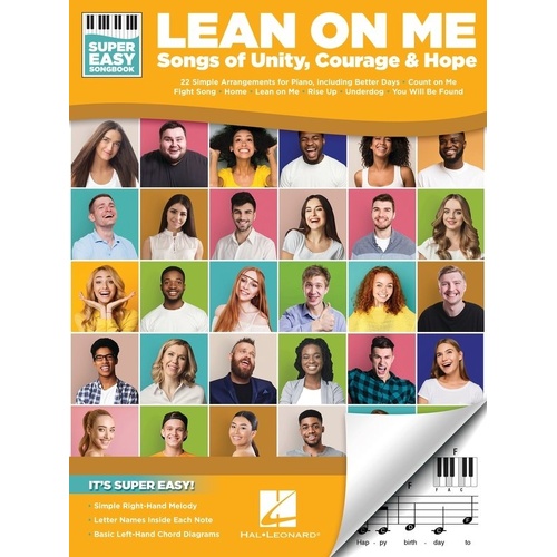 Lean on Me Super Easy Songbook by Hal Leonard - 48 Pages, E-Z Play Format, Includes 22 Accessible Piano Arrangements and Lyrics