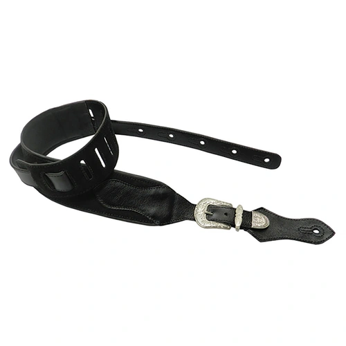 Basso Country Guitar Strap with Buckle Black Leather DA253