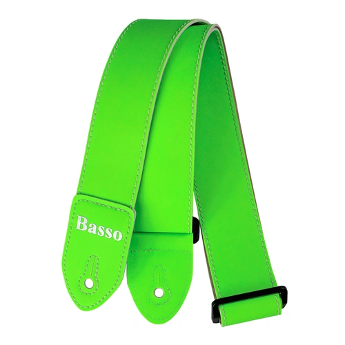 Basso Guitar Strap - Neon Green SF181, Adjustable 80-140cm, 5cm Wide, Recyclable Synthetic