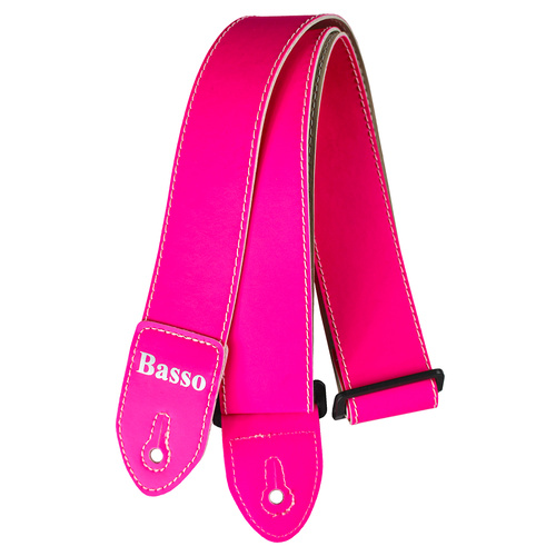 Basso Neon Pink Guitar Strap SF182 - Adjustable 5cm Wide, 80-140cm Length, Recyclable Synthetic