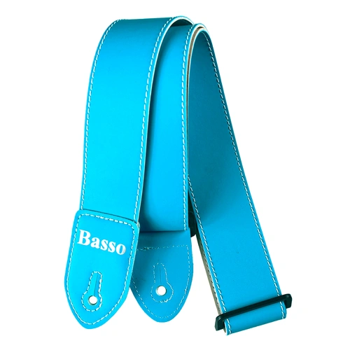 Basso Neon Turquoise Guitar Strap - Adjustable 80-140cm, 5cm Wide, Recyclable Synthetic