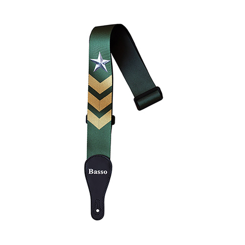 Basso Polyester Pop Art Army Guitar Strap DE-219 - Adjustable 100-155cm, 5cm Wide, Reinforced Synthetic Ends