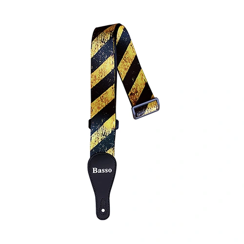 Basso Guitar Strap - Polyester Pop Art Do Not Cross DE355, Adjustable 100-155cm, 5cm Wide, Reinforced Double Synthetic Ends
