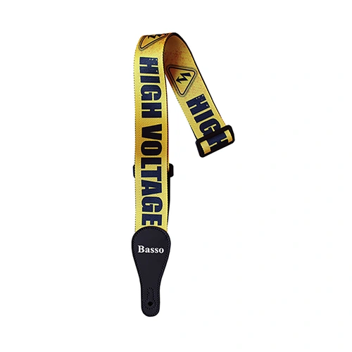 Basso Guitar Strap - Polyester Pop Art High Voltage DE356, 5cm Wide, Adjustable 100-155cm, Reinforced Double Synthetic Ends
