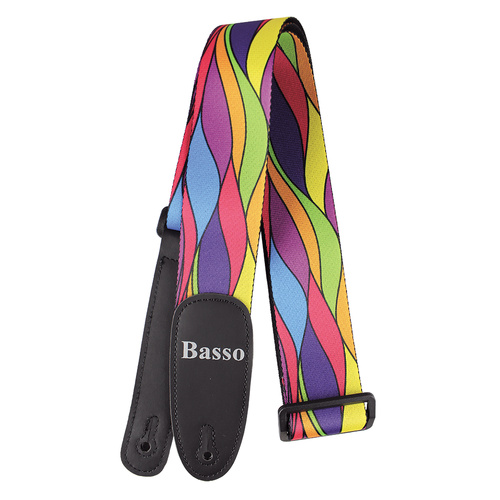 Basso Polyester Pop Art Guitar Strap DE41 - Adjustable 100-155cm, 5cm Wide, Reinforced Double Synthetic Ends