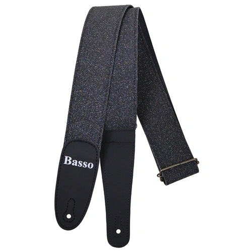 Basso Diamond Stage Series Porous Black Guitar Strap EX40, Adjustable 90-145cm, 5cm Wide, Recyclable Synthetic