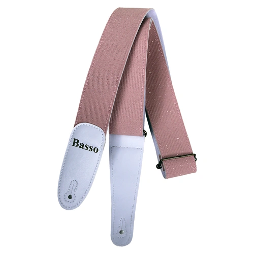 Basso Guitar Strap - Diamond Stage Series Porous Light Pink EX42, Adjustable 90-145cm, 5cm Wide, Recyclable Synthetic