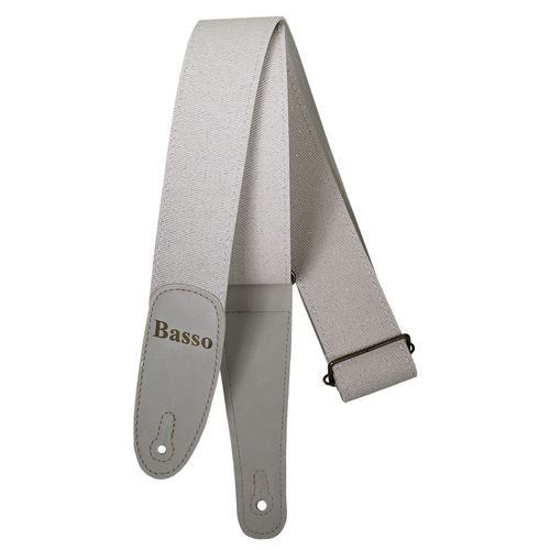 Basso Diamond Stage Series Porous White Guitar Strap EX43 - Adjustable 90-145cm, 5cm Wide, Recyclable Synthetic
