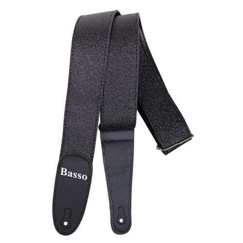 Basso Glitter Stage Series Guitar Strap - Black, Adjustable 90-145cm, 5cm Wide, Recyclable Synthetic
