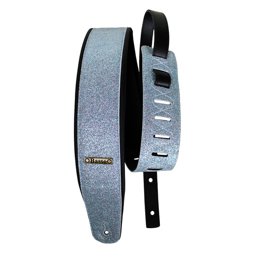 Basso Glitter Classic Stage Guitar Strap Light Blue CLA48, Adjustable 92-145cm, 7cm Wide, Recyclable Synthetic