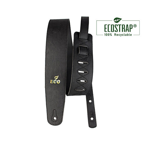 EcoStrap Vegan Guitar Strap - Black ECO-01, 100% Recyclable, 6cm Width, 100-145cm Length, Made in Brazil