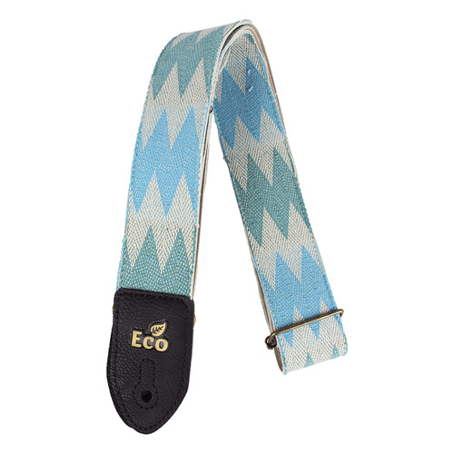 EcoStrap Light 100% Recycled Cotton Blue/White ZigZag Guitar Strap