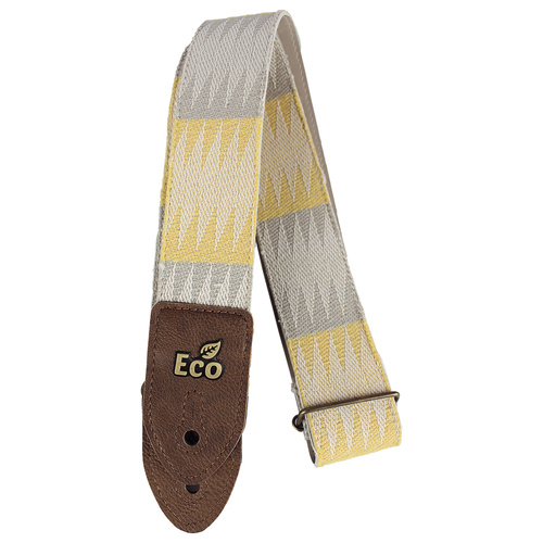 EcoStrap Light 100% Recycled Cotton Yellow/Grey ZigZag Guitar Strap