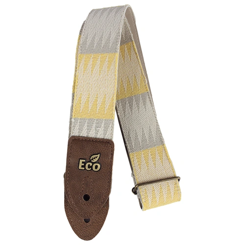 EcoStrap Light 100% Recycled Cotton Yellow/Grey ZigZag Guitar Strap