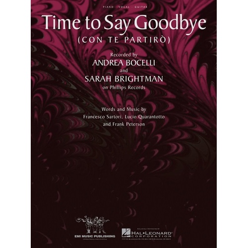 Time to Say Goodbye (Con Te Partiro) Piano, Vocal & Guitar Sheet Music