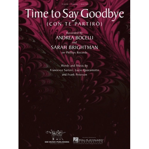 Time to Say Goodbye (Con Te Partiro) Sheet Music for Piano, Vocal & Guitar