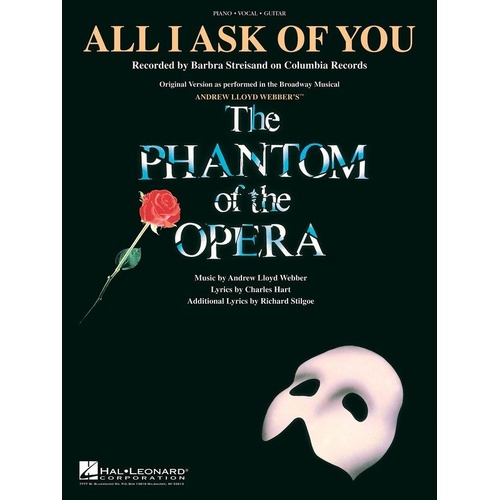All I Ask of You Piano & Voice Arrangement with Guitar Chords - 8 Pages