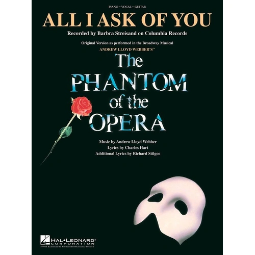 All I Ask of You Piano & Voice Sheet Music with Guitar Chord Frames