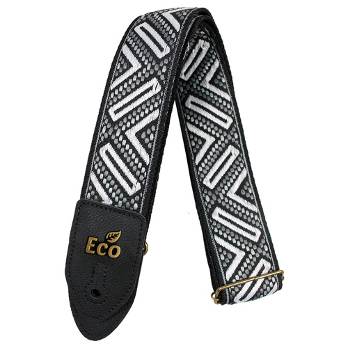 EcoStrap Guitar Strap - EcoJacq JACQ 05 Black/White, Adjustable 33"-59"