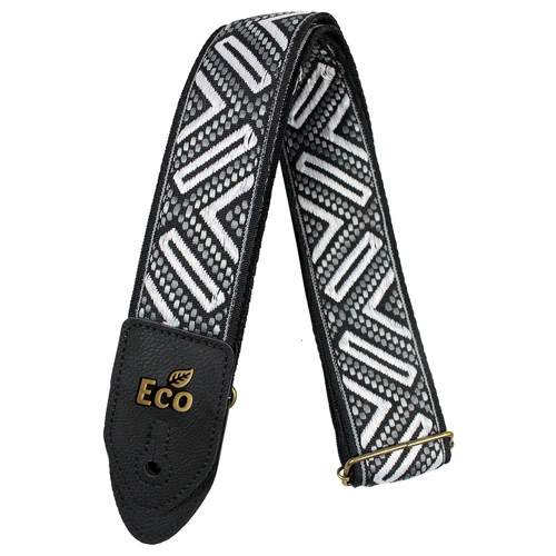 EcoStrap Guitar Strap - EcoJacq JACQ 05 Black/White, Adjustable 33"-59", Recyclable Jacquard/Polypropylene, Made in Brazil by Basso