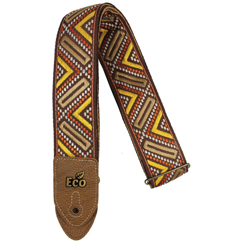 EcoStrap Guitar Strap - EcoJacq - JACQ 06 Orange, Adjustable 33"-59" Length, 2" Width, Recyclable Jacquard/Polypropylene, Made in Brazil