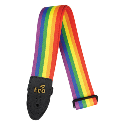 EcoStrap Rainbow ECO 03 Guitar Strap - 5cm Wide, Adjustable 85cm to 1.5m, Made from Recyclable Materials, Retro Colors, Made in Brazil