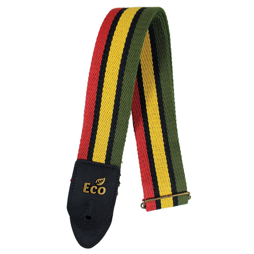 EcoStrap Guitar Strap - EcoFun - FUN 02 Rasta - Adjustable 33" to 59" - 100% Recyclable Cotton - Made in Brazil