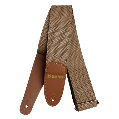 Basso Guitar Strap - Tresse Braided Sand EX28, Adjustable 85-150cm, Synthetic, 5cm Width, Durable, Lightweight, Comfortable for Long Use