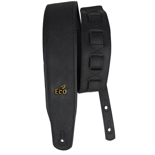 EcoStrap Guitar Strap - EcoSoft 01 Black, Adjustable 37" to 56", Padded Vegan Material