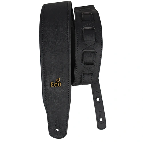 EcoStrap EcoSoft Guitar Strap - Black, Padded, Adjustable 37" to 56", 3" Width, 100% Recyclable Vegan Material, Made in Brazil by Basso