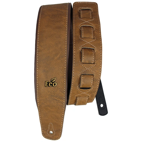 EcoStrap Guitar Strap - EcoSoft - 03 Whiskey, Adjustable 37"-56" Length, 3" Width, Padded Vegan Material, Made in Brazil by Basso