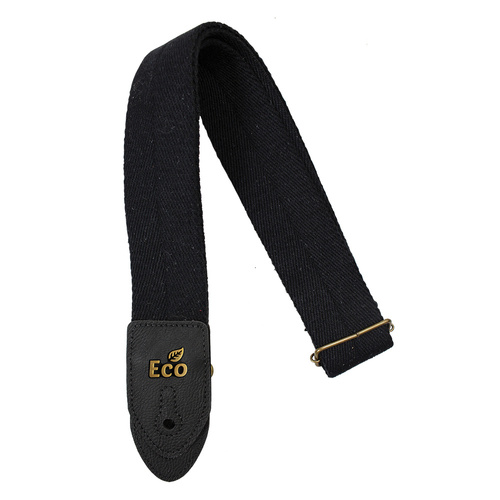 EcoStrap Basic 01 Black Bass Guitar Strap - Adjustable 37" to 56", Padded, 100% Recycled Cotton, Vegan Ends, Made in Brazil
