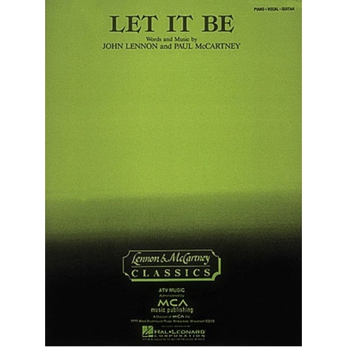 Let It Be Sheet Music for Piano and Voice with Guitar Chord Frames