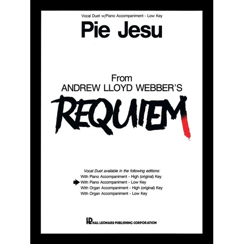 Pie Jesu Vocal Duet for Low Voice with Piano Accompaniment, Hal Leonard, 6 Pages
