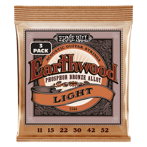 Ernie Ball Earthwood Light PhosphorBronze Acoustic Guitar Strings 3-Pack 11 52