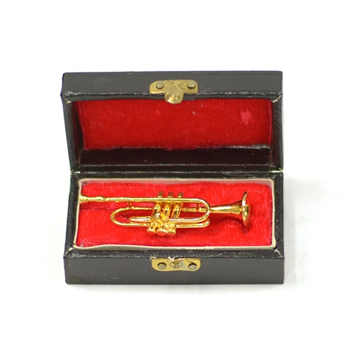Brass Miniature Trumpet in Case - 5cm