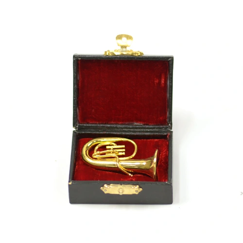 Brass Miniature Baritone Horn in Case - 5.5cm