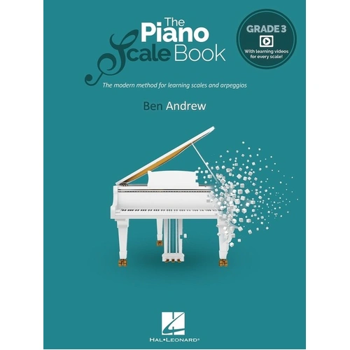 The Piano Scale Book - Grade 3 by Hal Leonard, 40 Pages, Includes Keyboard Diagrams and Playalong Videos