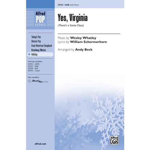 Yes Virginia There's a Santa Claus SAB Choral Sheet Music