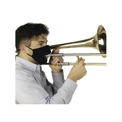 Wind Instrument Face Mask - Medium Size, Reusable, Double-Layer, Cotton/Polyester, Adjustable Straps, Meets Performing Arts Aerosol Study Recommendati