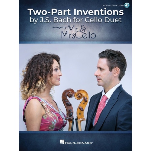 Two Part Inventions by J.S. Bach for Cello Duet - Hal Leonard, 40 Pages, Includes Audio Recordings, Cello 1 and Cello 2 Parts