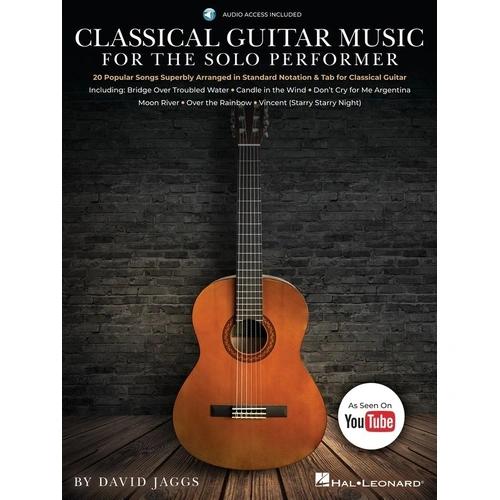 Classical Guitar Music for the Solo Performer Book by Hal Leonard, 20 Arranged Songs in Standard Notation & TAB, 104 Pages